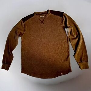 🏴ANGLERS🏴 WAFFLE KNIT LONG SLEEVE SHIRTTAIL T-SHIRT EUC✔️